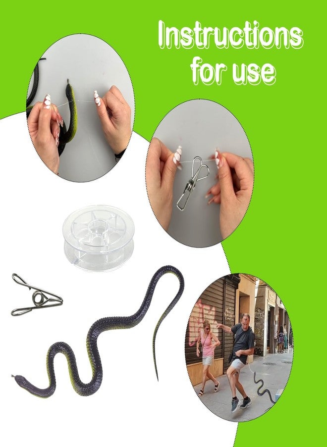 Morofme Snake Prank with String Clip Snake on a String Prank Clip on Snake Prank Realistic Snake Prank for Golf Fake Snake with String and Clip Realistic Rubber Snake Toy for Keep Birds Away - Image 4